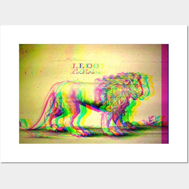 Lion Antique Engraving Glitch Ver. Wall Art by chilangopride